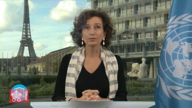 Audrey Azoulay, Direttore Generale UNESCO, è intervenuta all'incontro con un videomessaggio
