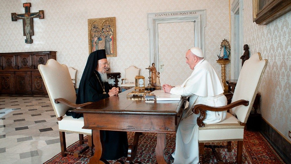 Ekumenický patriarcha Bartolomej I. na audiencii u pápeža Františka, 22. októbra 2020