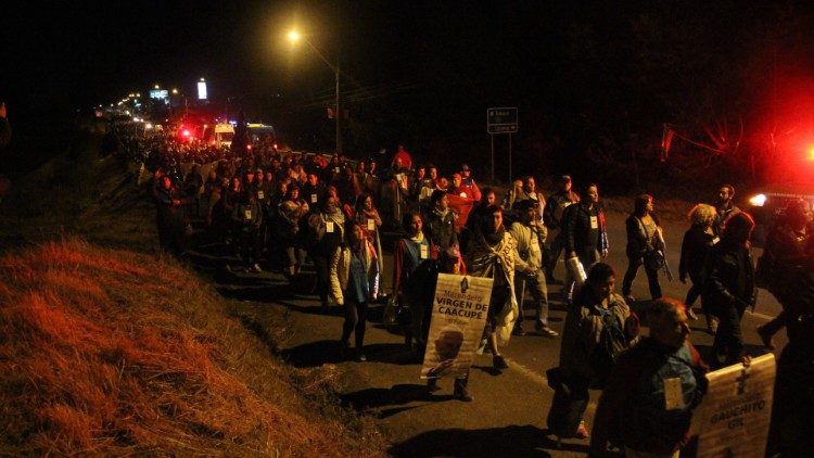 Momenti del pellegrinaggio dei movimenti popolari  a Temuco, in Cile, durante il viaggio di Papa Francesco