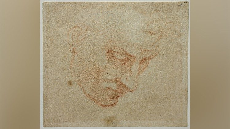 Volto virile per la Volta Sistina, 1509-1510 circa matita rossa su carta, mm 125 x 142 Firenze, Casa Buonarroti