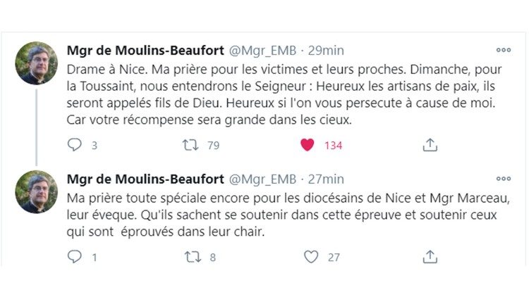 Tweet de Mgr de Moulins-Beaufort, président de la CEF