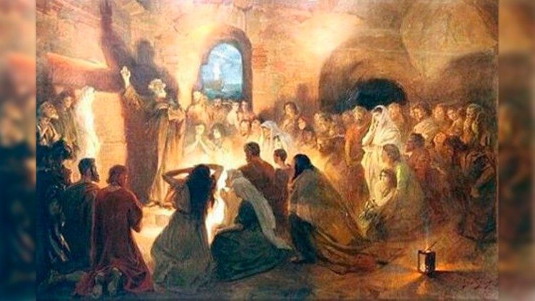 "Pjetri predikon në katakombe" i Jan Styka