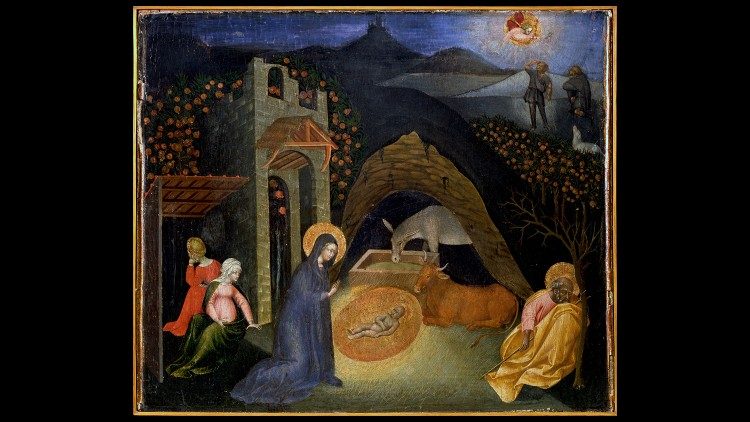 Giovanni di Paolo (um 1395/1400 - 1482); Predella: Geburt Jesu und Verkündigung an die Hirten; um 1435; Vatikanische Pinakothek © Musei Vaticani