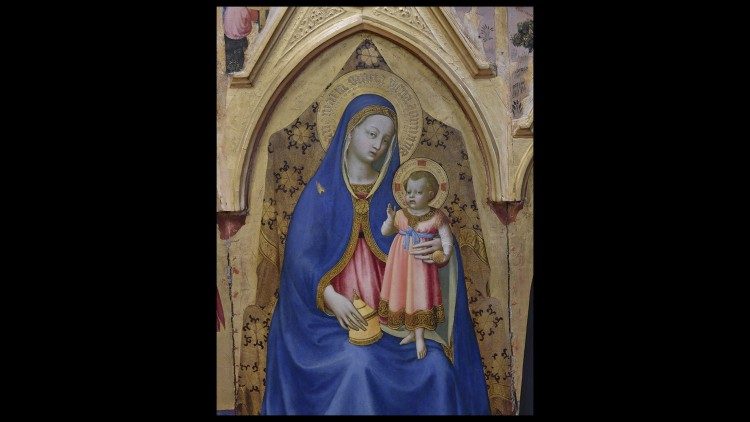 Beato Angelico, Pala di San Pietro Martire, Particolare della Madonna con bambino 1425