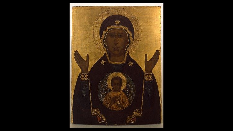 „Muttergottes vom Zeichen“, slawisch-mazedonische Kunst (17.-18. Jh.), Tempera und Gold auf Kastanienholz  © Musei Vaticani