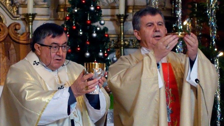 Nadbiskup metropolit vrhbosanski, karidnal Vinko Puljić i nadbiskup koadjutor vrhbosanski Tomo Vukšić