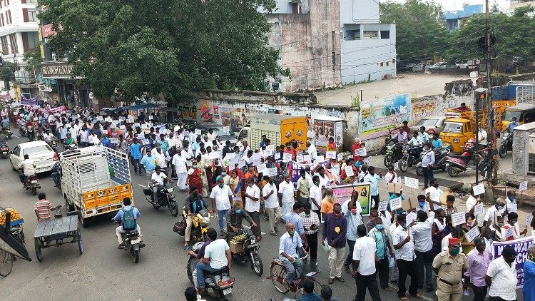 Un manifestation de chrétiens dalits à Pondichery, le 5 janvier 2021.