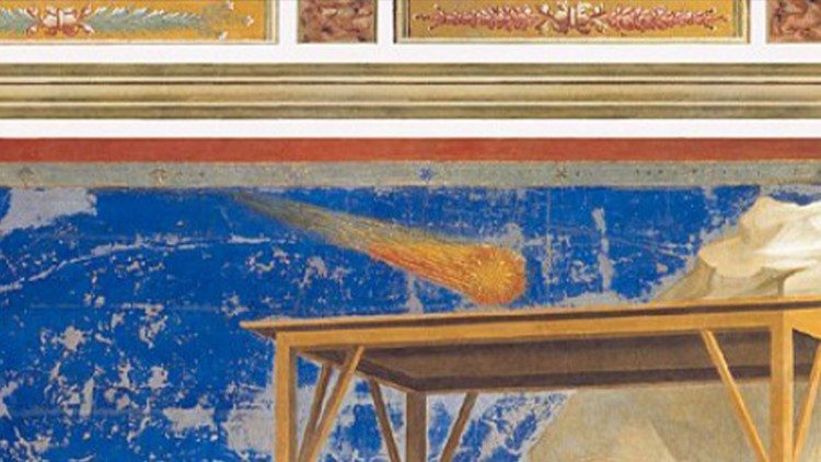 Il dettaglio della stella dipinta da Giotto nella Cappella degli Scrovegni a Padova