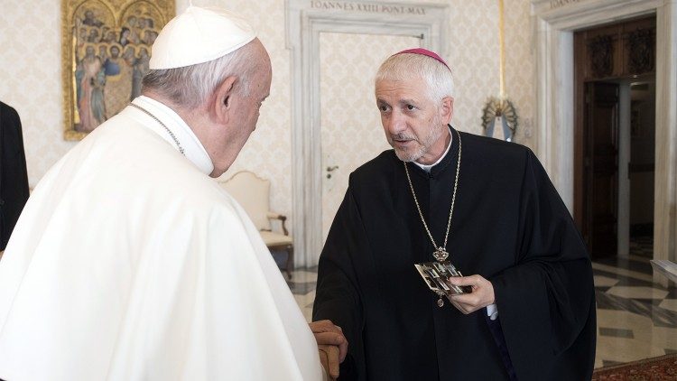 Episcopul Florentin Crihălmeanu în audiență la papa Francisc cu ocazia vizitei ”ad Limina” din 2018