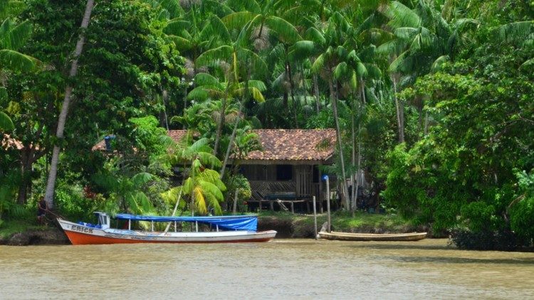 Amazonien: Hütte und Boote
