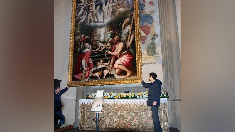 O afresco descoberto por trás de outro quadro na Basílica