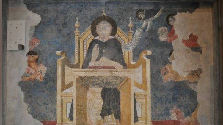 Afresco de Santo Tomás de Aquino na Basílica de Santa Maria Novela em Florença