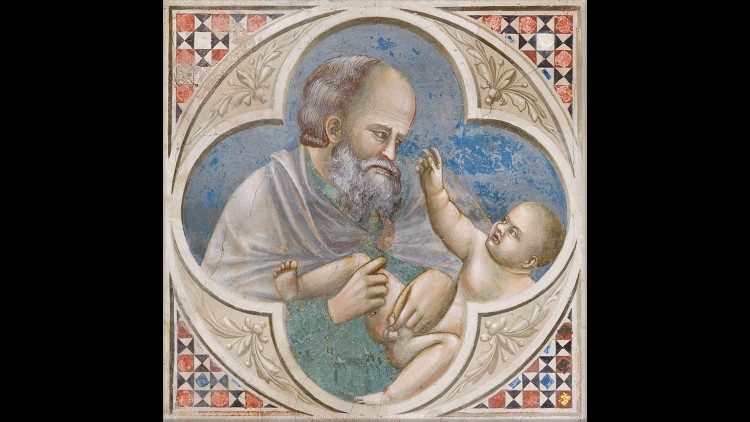 La formella quadrilobata con la circoncisione dipinta da Giotto nella Cappella degli Scrovegni 