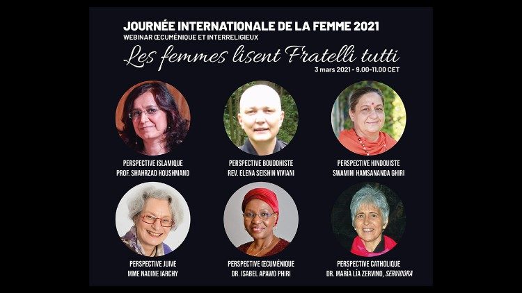 La locandina del webinar internazionale Umofc: "Le donne leggono Fratelli tutti".
