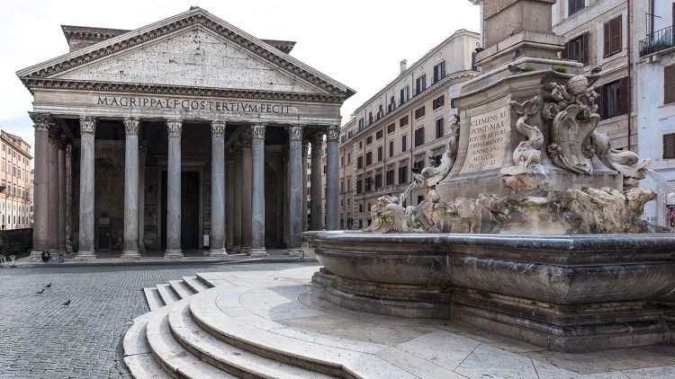Pantheon, Rom, während des Corona-Lockdowns im Frühjahr 2020. Fotografie: Enrico Fontolan.