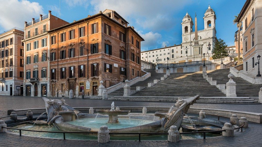 Spanische Treppe, Rom, während des Corona-Lockdowns im Frühjahr 2020. Fotografie: Marcello Leotta.