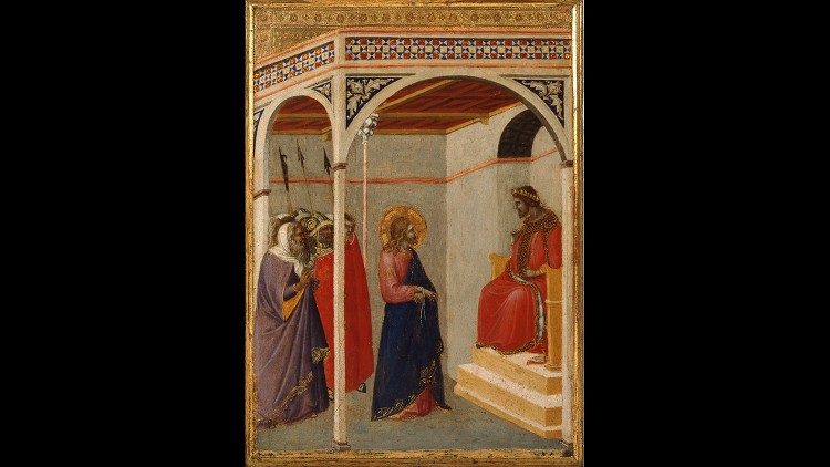 Pietro Lorenzetti, um 1280 - 1348, Christus vor Pontius Pilatus, Dyptichon, um 1335, Tempera und Gold auf Leinwand, Vatikanische Pinakothek © Musei Vaticani