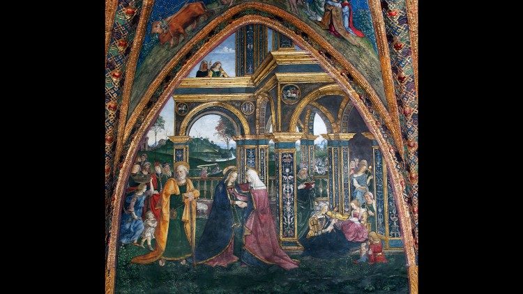 Pinturicchio und Schüler, Heimsuchung Mariens, Fresko, 1492-1494, Borgia-Gemächer, Saal der Heiligen © Vatikanische Museen