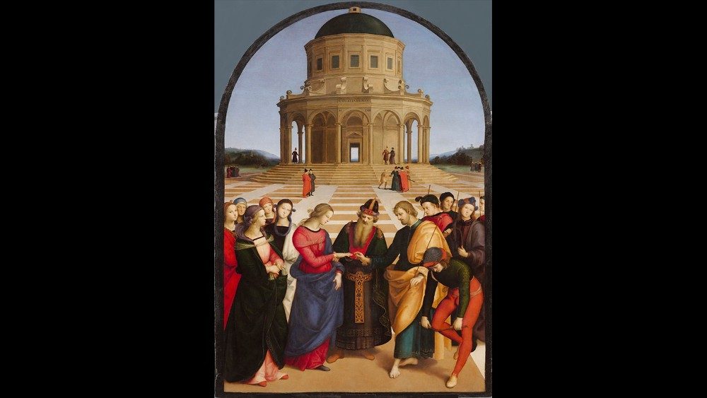 拉斐爾的《聖母的婚禮》，1504，米蘭布雷拉美術館
