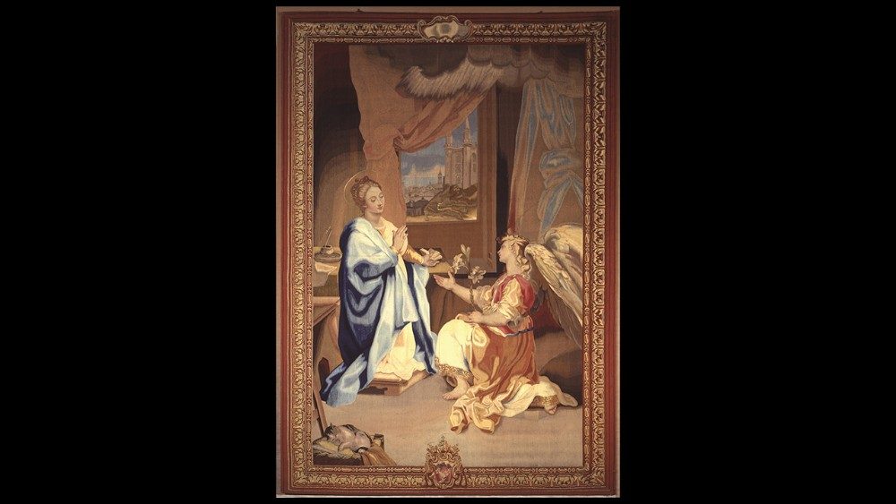 Federico Barocci; cartone: Antonio Concioli; arazziere: Giuseppe Folli; L'Annunciazione, 1780, Palazzi Apostolici Vaticani