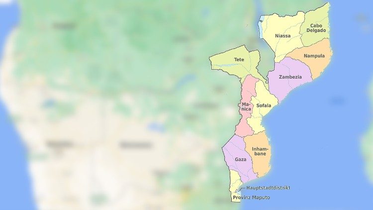 Landkarte von Mosambik - Palma liegt nördlich von Pemba in der Provinz Cabo Delgado
