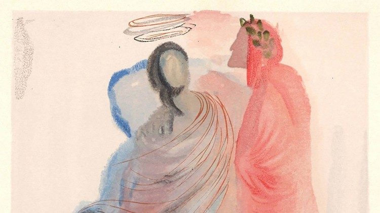 Beatrice e Dante, nell'illustrazione di Salvador Dalì per la Divina Commedia