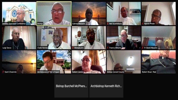 Obispos de las Antillas reunidos online.