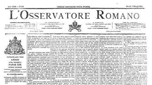 L'Osservatore Romano, o jornal dos Papas festeja 160 anos 