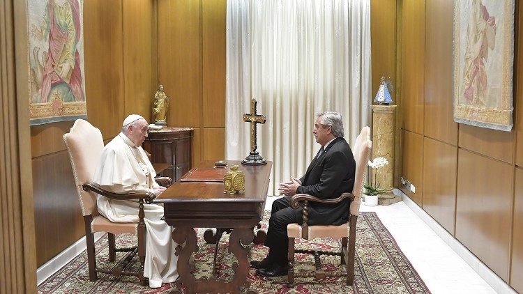 Pope Francis holds an audience with Mr. Alberto Fernández