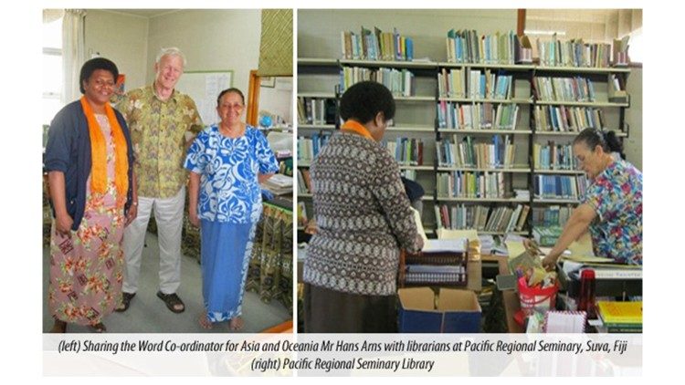 Hans Arns with librarians with librarians at Pacific Regional Seminary in Fiji