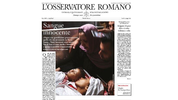 La prima pagina de L'Osservatore Romano