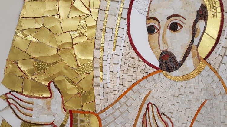2021.05.20 Sant'Ignazio di Loyola, Saint Ignatius of Loyola - dettaglio del mosaico di Marko Rupnik nella casa dei gesuiti a Roma (foto: Jozef Bartkovjak)