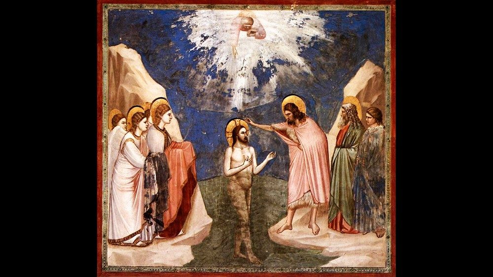 Giotto, Battesimo di Cristo (dett.), 1303-1305, affresco, Cappella degli Scrovegni, Padova.