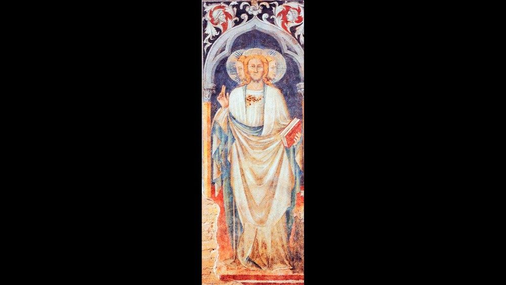 Antonio Martini, Vultus Triformis (dett.), 1410 ca., affresco,  Duomo di Santa Maria Assunta, Atri.