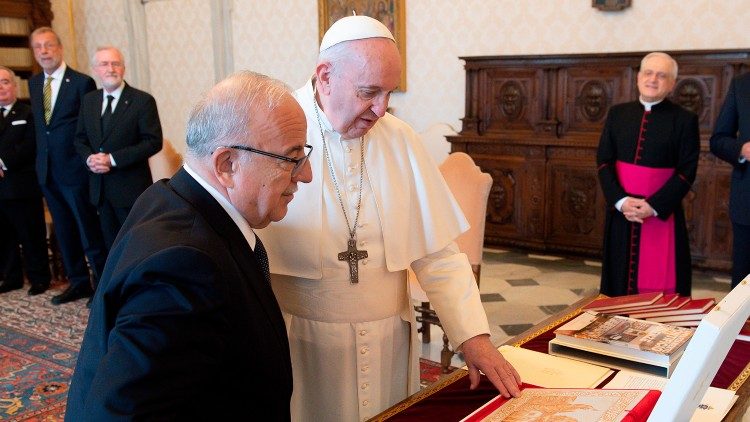 Pope Francis with Fra’ Marco Luzzago at an audience on 21 June 2021