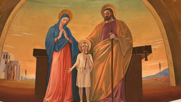 Фреска на Светото Семейство в църквата "Свети Йосиф" в Назарет