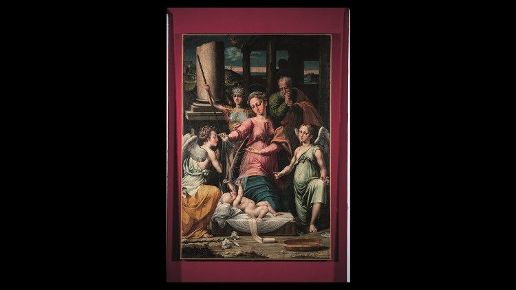 Raffaellino del Colle, Madonna del Velo con tre arcangeli, 1531-1532 ca., olio su tela. Urbania, Museo diocesano Leonardi