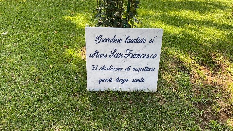 The entrance to the Laudato si' Garden inaugurated in the spring