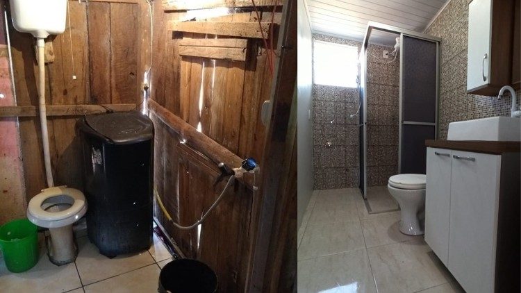 O antes e depois da transformação dos banheiros