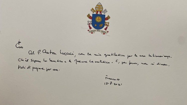 Nota autografă a papei Francisc
