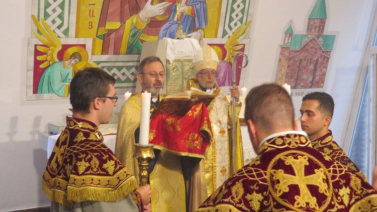 Celebration of the Divine Liturgy in the Armenian Catholic rite in Budapest ahead of the Pope's arrival