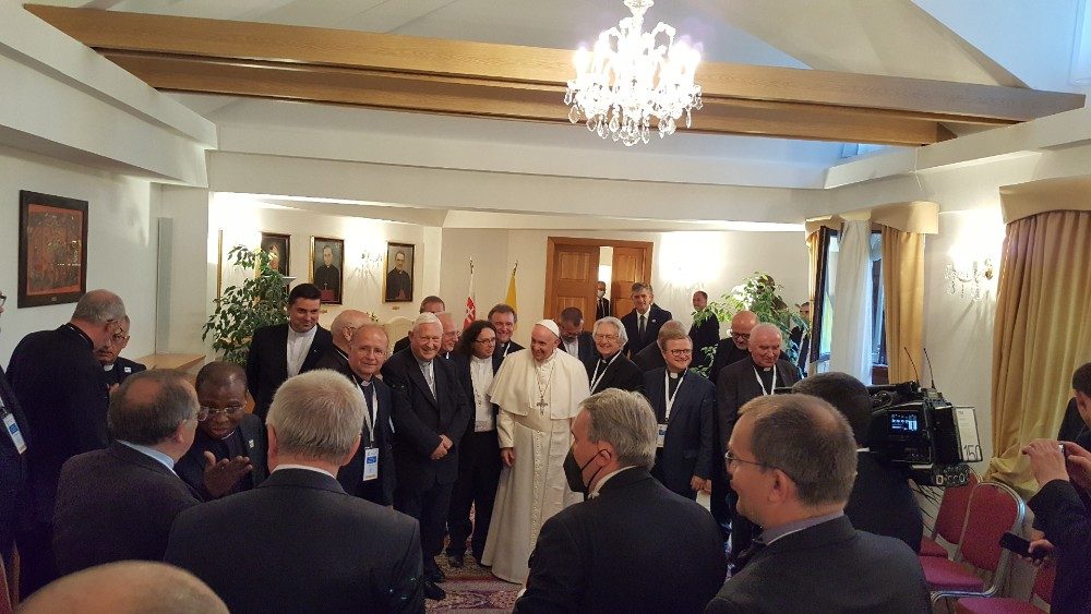 Stretnutie pápeža Františka so slovenskými jezuitmi 12 settembre 2021 na Apoštolskej nunciatúre (Foto: Jozef Bartkovjak)