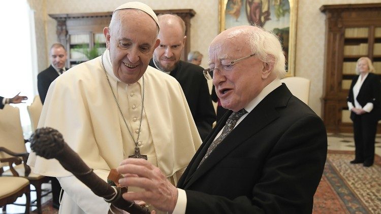 Papež Frančišek in irski predsednik Michael Higgins