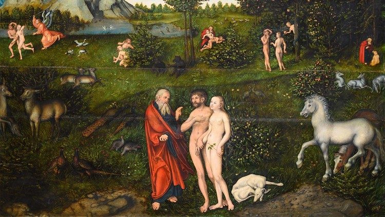 Lucas Cranach, Il giardino dell'Eden, 1530,, Kunsthistorisches Museum, Vienna