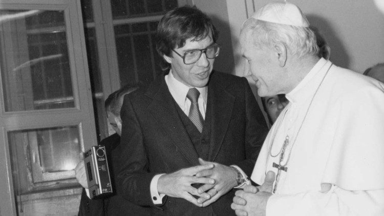 Papa Giovanni Paolo II in visita alla redazione