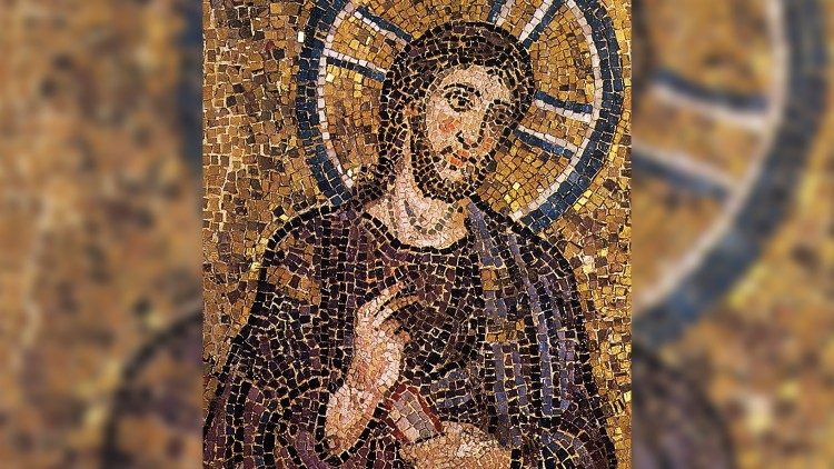 Исус, фрагмент от началото на VIIIв. в зърквата Санта Мария Антикуа.