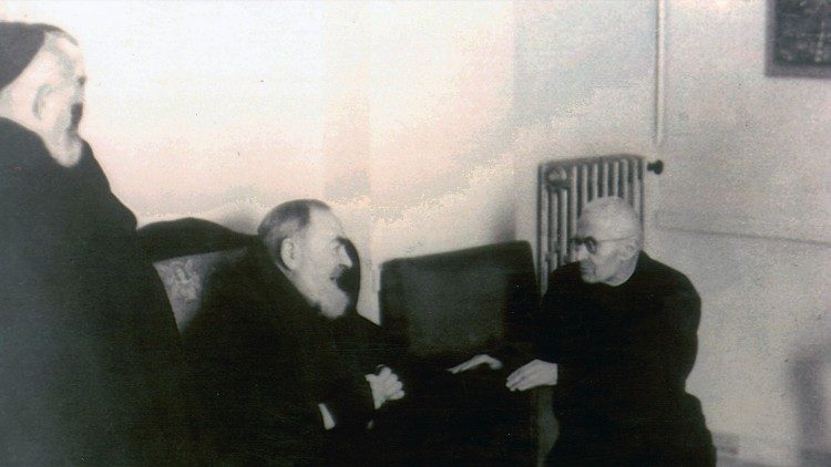 Blessed James Alberione with Saint Padre Pio of Pietrelcina, 3 May 1965