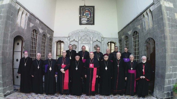 Кардинал Сандрі з ієрархами Мелхітської Греко-Католицької Церкви
