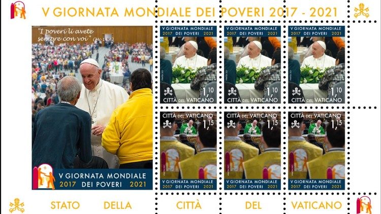 Vatikano pašto ženklas, išleistas V Pasaulinės vargstančiųjų dienos proga 