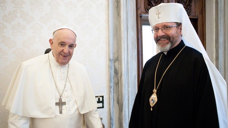 Großerzbischof Schewtschuk mit dem Papst - Archivbild